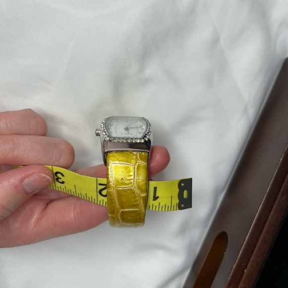 Studio C Yellow Croc-Embossed Chic & Unique Cuff Watch - Japan Movt - Picture 4 of 14